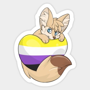 Non Binary-Flag with a Fennec Fox Sticker